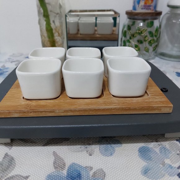 Ceramic Dipping Bowls Set of 6 with Tray Or Bowls for Side Dishes Cute Practical - Picture 6 of 8